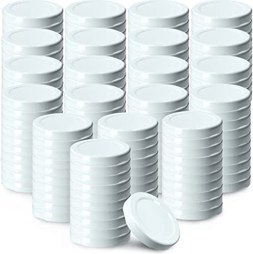 KADAX Schraubdeckel fi53 mm, Twist-Off-Deckel Set aus Metall, passend für 115ml Gläser, Ersatzdeckel mit 4 Einrastzähnen, Deckel für Flaschen und Einmachgläser (200 Stück, Weiß)
