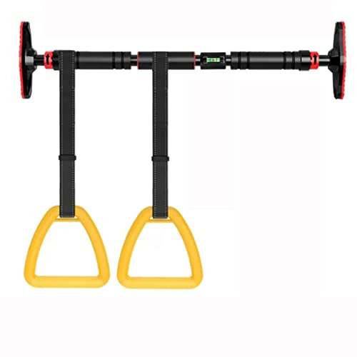 Klimmzugstange Klimmzugstange – mit Gymnastikringen, sicherer und stabiler Türrahmen Korridor Stahl Fitness horizontale Stange, Schaukel Sandsack Aufhängungsstange (Größe: 116-145 cm)
