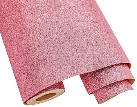 DHHOUSE Pink Glitter Wallpaper, Sparkle Peel and Stick Glitter Wallpaper (Pink)