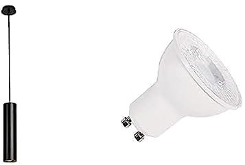 SLV ENOLA | Pendelleuchte, LED Deckenleuchte, Decken-Lampe, Hängelampe für Wohnzimmer, Bar, Esszimmer| inkl. effizientem GU10 Leuchtmittel, 3000K, Neutralweiß, inkl. Rosette, Aluminium, Schwarz