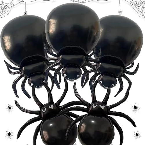 5 Stück Halloween Spinne Luftballons Große Halloween Spinnen Folienballons für Kinder Halloween Geburtstag Party Deko