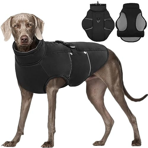 Kuoser Hundemantel Winter Wärme Hundejacke, Wintermantel Hundemantel für Mittelgroßer Hunde, Draußen Hundejacke Winter, Reflektierend Hundemantel, L