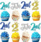 24 Stück 2nd Geburtstag Cupcake Toppers Glitzer Zweite Geburtstag Tortendeko Two Kuchen Deko mit Crown Happy Birthday Kuchen Dekorationen für Baby Dusche Jahrestag Party Neu Buntes