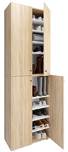 VCM XL Holz Großer Schuhschrank Schuhregal Groß Stiefel Dielenmöbel Lona 10 Fächer Drehtüren