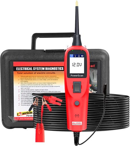 Autel PowerScan PS100 Circuit Tester, Universal 12V 24V Automotive Power Circuit Probe Kit with 20ft Extension Cable, AC/DC/Continuity/Probe/Signal Test, Activate Component Electrical System Tool