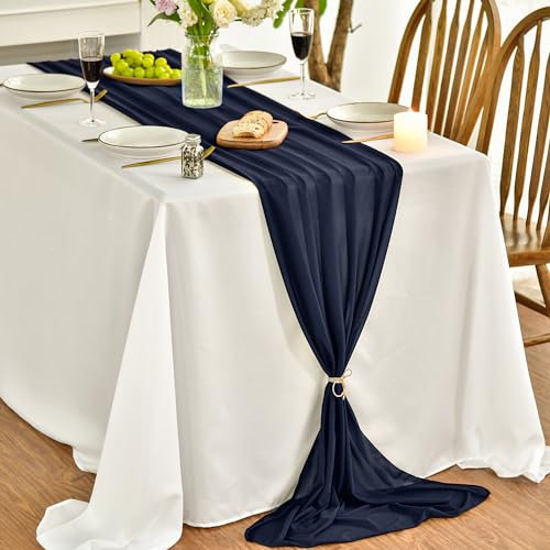 Artoid Mode Chiffon Musselin Dekostoff Marineblau Tischläufer 75x300 cm, Küche Tisch Dekoration Drinnen Urlaub Hochzeit Party Geburtstag Dekor