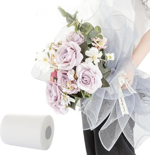 Tüll Stoff Rolle,15cm*91.5m,Tüll Meterware,Tüll Rolle Weiß,Tüll Stoff Rolle Tüllband, Tisch Deko,Organza Stoff,Tüll Rolle Für DIY Crafts Tutu Rock Handwerk Bogen Party Dekoration Geschenk,Weiß