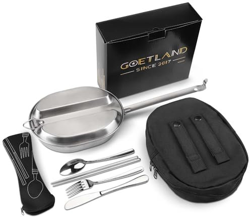 Goetland Kit de Désordre Militaire Américain Gamelle en Acier Inoxydable 304 pour Camping Randonnée Pique-Nique Barbecue Plage