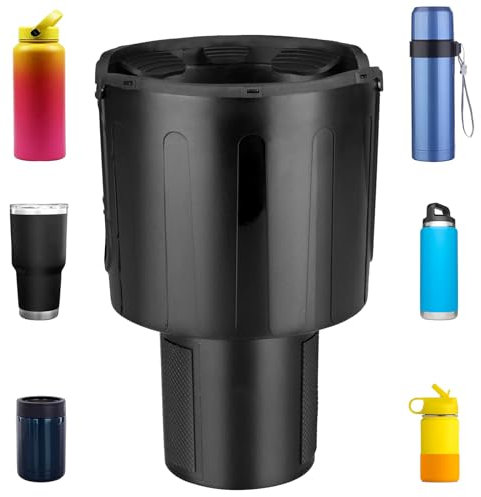 AUTOUTLET Auto Getränkehalter, Auto Flaschenhalter mit versetzte & erweiterbare Basis, Auto Becherhalter kompatibel mit 20-40 oz Flaschen, Universeller Dosenhalter KFZ Auto Trinkhalter Cupholder