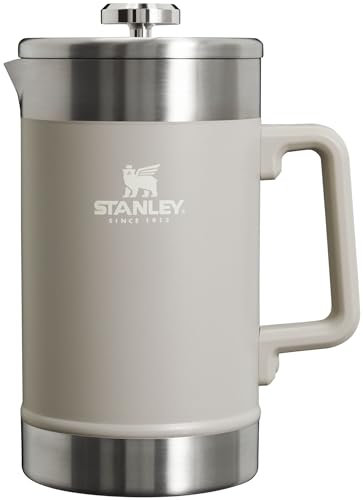 Stanley Cafetera clásica de prensa francesa que se mantiene caliente de 48 onzas, preparación de 5 minutos, 4 horas de calor, filtro de malla para café molido, prensa francesa de acero inoxidable