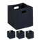 Relaxdays Aufbewahrungsbox 4er Set, Faltbare Regalboxen, HBT: 30 x 30 x 30 cm, Grifflöcher, Faltboxen aus Filz, schwarz