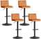 2er-Set Barstühle, höhenverstellbarer 63-83 cm Barhocker, 360° drehbarer Tresenhocker, Drehstühle mit gepolsterter Sitzfläche aus Samt für Bar, Küche, Bistro, Counter, Esszimmer und Café (4, orange)