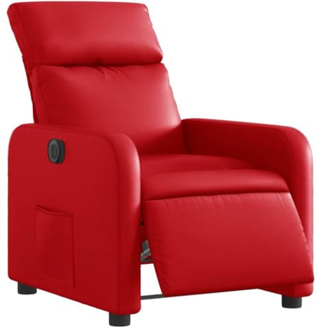 vidaXL Relaxsessel, Sessel mit Liegefunktion Elektrisch, Fernsehsessel Liegesessel für Wohnzimmer, Ruhesessel Polstersessel, Rot Kunstleder