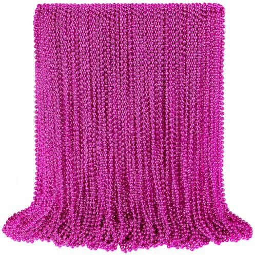 SHAOQINLIN Lot de 100 colliers de perles de sensibilisation au cancer du sein - Rose vif - 77,5 cm - Accessoires pour parade