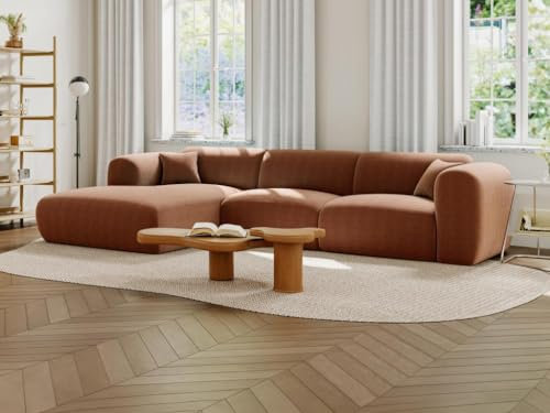 Vente-unique - Groà es Ecksofa Links aus Strukturiertem Stoff, Terrakotta POGNI de Maison Céphy