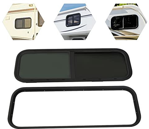 Finestra per roulotte, camper, finestra di esposizione, dotata di zanzara e anelli decorativi, adatta per camper, camper (900 x 300 mm)