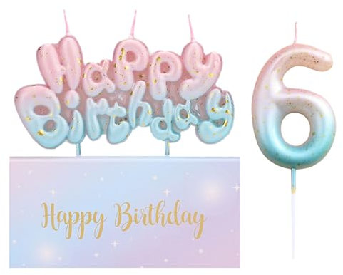 Ronoza® Geburtstagskerzen Zahlen 5 - Happy Birthday Kerze, Farbverlaufs Zahlen Buchstaben für Torte, Zahlenkerze, Kerze 5 Geburtstag