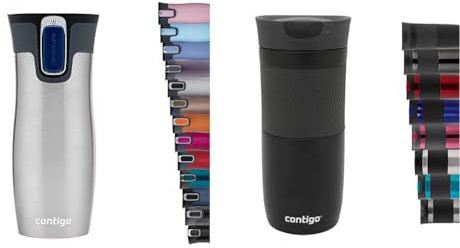 Contigo West Loop Autoseal Travel Mug, Stainless Steel Thermal Mug, Vacuum Flask, Leakproof Tumbler & Byron Snapseal Travel Mug, Stainless Steel Thermal Mug, Vacuum Flask, Leakproof Tumbler