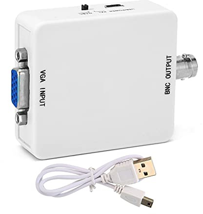 flexman Convertitore VGA a BNC, Convertitore Scansione Video HD da 640×480 a 1920×1080 Adattatore Video per Videoconferenze Home Theater Aula TV Computer