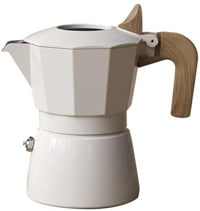 Sahgsa Herd-Espressomaschine, Herd-Kaffeemaschine, Espressokanne für Italienische Kaffeemaschine, Camping-Kaffeekanne (Weiß)