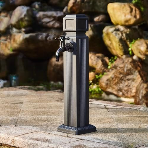 Colonne d'eau de jardin extérieure en alliage d'aluminium, support de tuyau d'arrosage autoportant avec robinet entièrement en cuivre avec Tube de pulvérisation