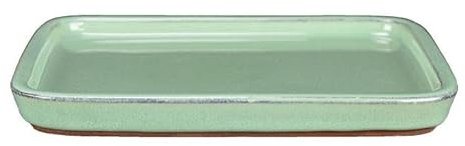 Sottovaso per bonsai rettangolare in gres smaltato verde 17,5x12,5x1 cm - BM1S