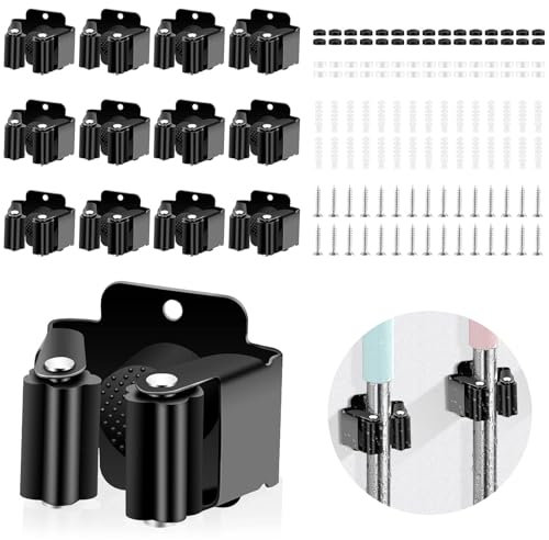 Binnan 12pcs Accroche Balai Mural, Porte Balais Mural, Support Balais Mural, Porte Balai, Porte Balais Mural pour la Cuisine, L'escalier, la Salle de Bain, Le Garage, la Jardin