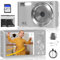 Digital Camera, FHD 4K 44MP Digital Camera, 16X Digital Zoom, Digital Point and Shoot Camera with 3-LED Fill Lights, 64GB SD Card, Compact Camera for Kids Teen Boys Girls, Sliver