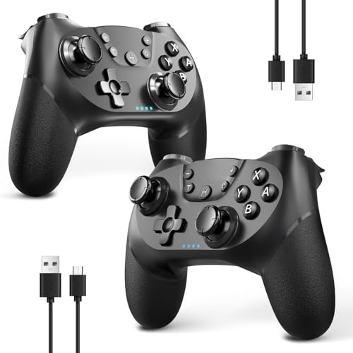 AceGamer Confezione da 2 controller wireless per Nintendo Switch/Lite/OLED/Switch 2, doppia vibrazione/turbo/ergonomico! (nero*2)