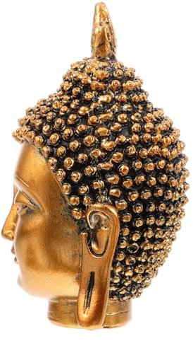 CLISPEED Adorno de Cabeza de Buda estatuas Vela de Buda decoración de Buda Escultura - Estatua - Detalle Decorativo Estatua de Buda Decoraciones Zen para el hogar Resina Golden