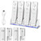 Estación de carga 4 en 1 para mando a distancia Wii, estación de carga con 4 pilas recargables de 2800 mAh y cable de carga, estaciones de carga para controlador Wii para mando a distancia de juegos U