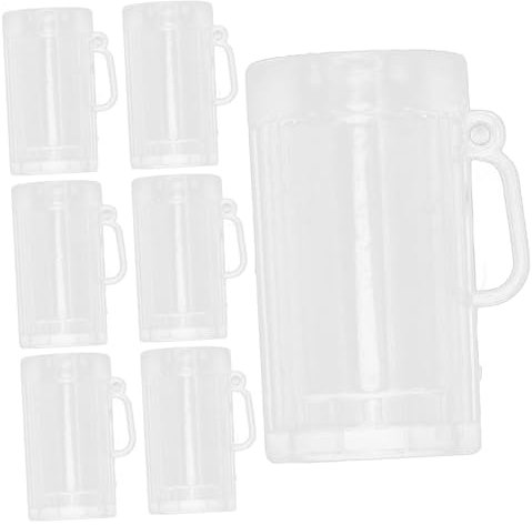 OUNONA 10 Piezas Jarra de Cerveza Transparente Tazas de Fiesta Tazas para Beber en Miniatura Tazas de Agua en Miniatura Modelo de Taza Decoraciones de Mini jarras de Cerveza el plastico