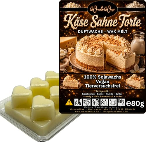 WonderWax® Duftriegel 6 x Duftwachs Herzen Weiß Käse Sahne Torte | Farbe: Weiß | Raumduft für Duftlampen, Wax Melt, Sojawachs, Indoor Duftöl Wachs schmelzen für Aromalampe