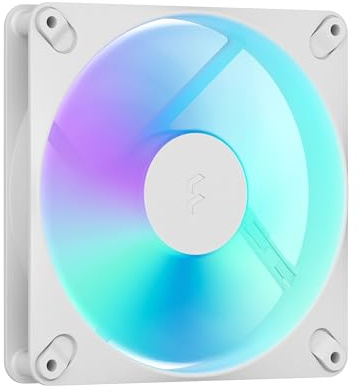 Fractal Design - Dynamic 3 14 RGB White 140 mm PWM Fan – ARGB Gen 2 Lighting – Swept Blade Design – Daisy-Chainable Cable – Rifle Bearing