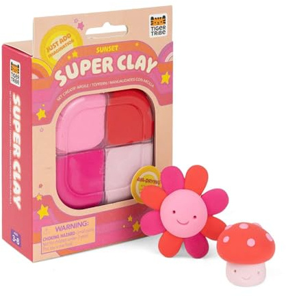Tiger Tribe Super Clay Sunset, Pink & Red Air Dry Modelling Kit for Kids | Pink & Red Air Dry Clay Craft Set with Tools, Creative Activity for Imaginative Play, Art Gift for Boys & Girls Age 4+