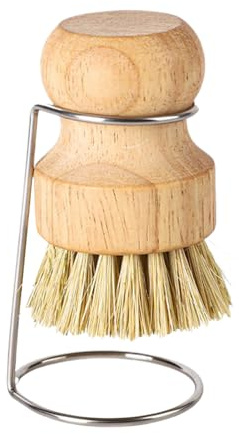 Cepillo de cocina para vajilla, 8 x 5,5 cm, mango de madera, limpiador de cerdas fuerte, cepillo ecológico para fregadero, diseño resistente a los arañazos, herramienta de limpieza de lavavajillas