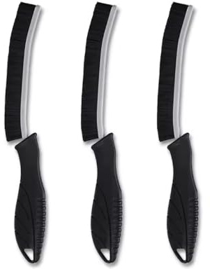 KWIK CLEAN Crevice Grout Cleaning Brush, Bathroom Tile Groove Gap, Car Cleaner, Scrubber Tool Magic Brush, Keyboard Thin Brush for Home Kitchen Sink Oven Shoe Window (3, Black)