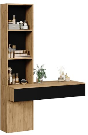 Vicco Schminktisch Melora, Eiche/Schwarz, 100 cm | zur Aufbewahrung von Kosmetik und Accessoires
