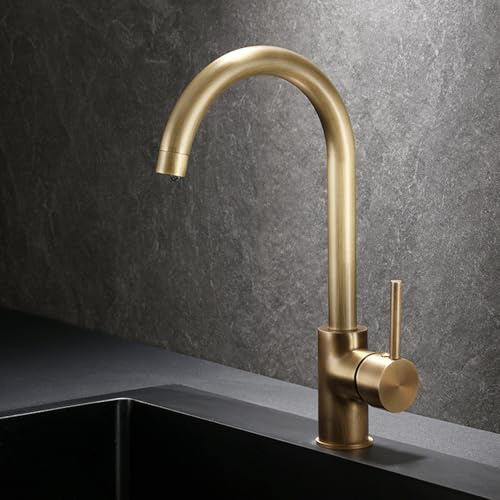 BiaoTeng Wasserhahn Küche Messing Retro Küchenarmatur mit Einhebelmischer 360° Drehbar Warm und Kalt Küchenhahn Vintage