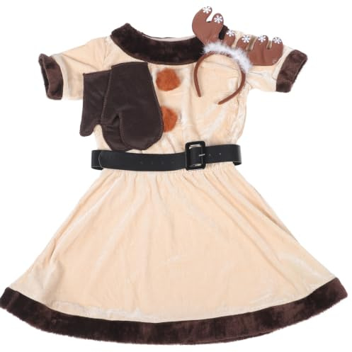 Homoyoyo Elchkostüm Bequem und Niedlich aus Gewebe mit Geweih Haarreif und Handschuhen für Erwachsene Damen Halloween Cosplay Satz für Party und Weihnachtsfeier