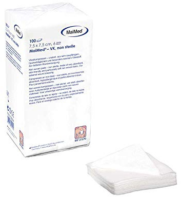 100x MaiMed Vlieskompressen, Wundkompressen, Verbandvlies, Wundauflage, unsteril, 10 cm x 20 cm, 6-fach