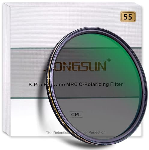 JONGSUN Polfilter 55mm, Zirkularer Polarisationsfilter, S-Pro HD Nano MRC16, 16-lagiger Mehrlagenbeschichtung, Optisches Glas NITTO AGC, CPL Filter