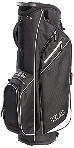 Izzo Golf Izzo Ultra-Lite Cart Golf Bag with Single Strap & Exclusive Features, Black, 3.8 Pound