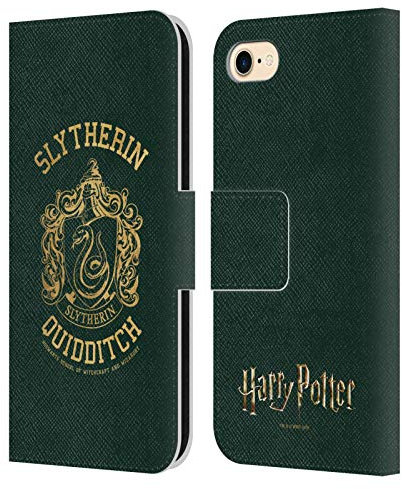 Head Case Designs Offizielle Harry Potter Slytherin Quidditch Deathly Hallows X Leder Brieftaschen Handyhülle Hülle Huelle kompatibel mit Apple iPhone 7/8 / SE 2020 & 2022