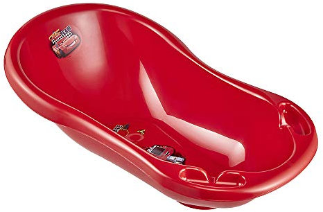 keeeper Disney Cars Baignoire Ergonomique Pour Bébé Avec Bouchon, De 0 à 12 Mois Environ, 84 cm, Maria, Rouge Cerise