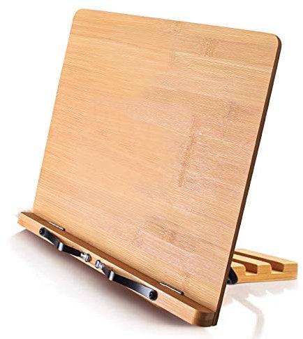 Soporte para libros de cocina de bambú con 5 alturas ajustables de 13,2 x 9,2 cm