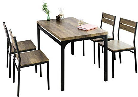 SoBuy OGT28-N+FST72-Nx4 5-teilig Essgruppe Esstisch mit 4 Stühlen Sitzgruppe Küche Küchentisch Holztisch Balkontisch
