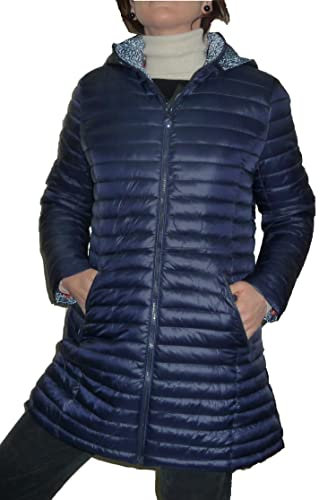 Fantasy Giacca Lunga 100gr. Leggero Mezze Stagioni Trapuntino Donna Taglia Comoda (Blu Scuro, 46 IT Donna)