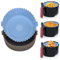 Windspeed 2 Pack Air Fryer Silicone Pot, 6.3 Inch Air Fryer Reusable Liners Round Air Fryer Reusable Bowl Replacement of Parchment Paper Liner for Baking Roasting Microwave Frying (bule and gray)