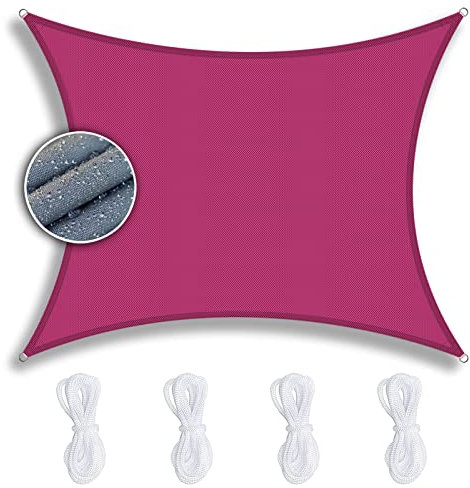 ZQXFZ Voile d Ombrage Rectangulaire 5x6m Rose Rouge， Toile d'Ombrage résistant aux intempéries 90% Résistant Aux UV Indéchirable, Toile d'Ombrage pour Piscine Patio Exterieur